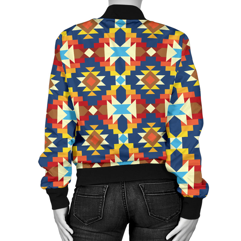 Aztec Pattern Print Design 01 Women's Bomber Jacket