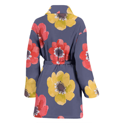 Anemone Pattern Print Design AM010 Women Bathrobe