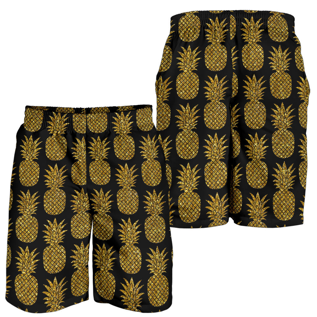 Gold Pineapple Pattern Print Design PP011 Mens Shorts
