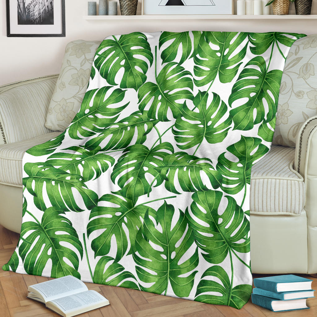 Palm Leaves Pattern Print Design PL08 Fleece Blanket