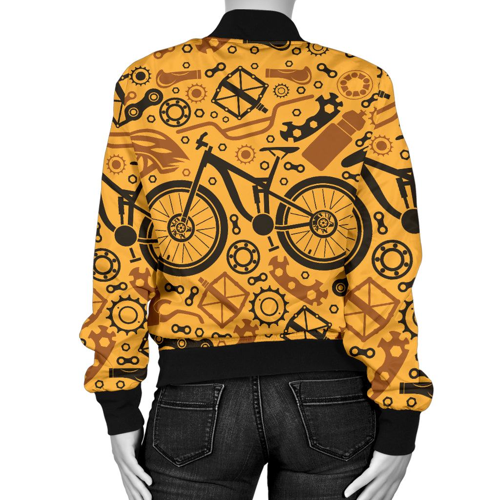 Mountain bike Pattern Print Design 03 Women's Bomber Jacket