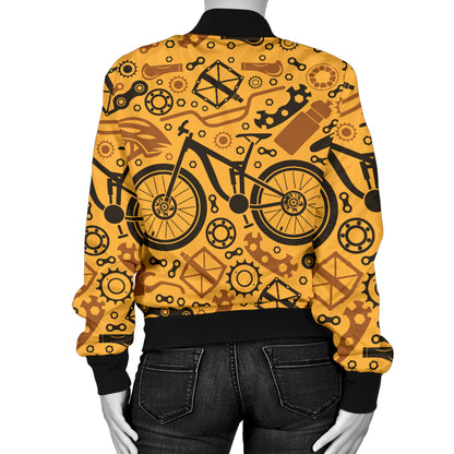Mountain bike Pattern Print Design 03 Women's Bomber Jacket