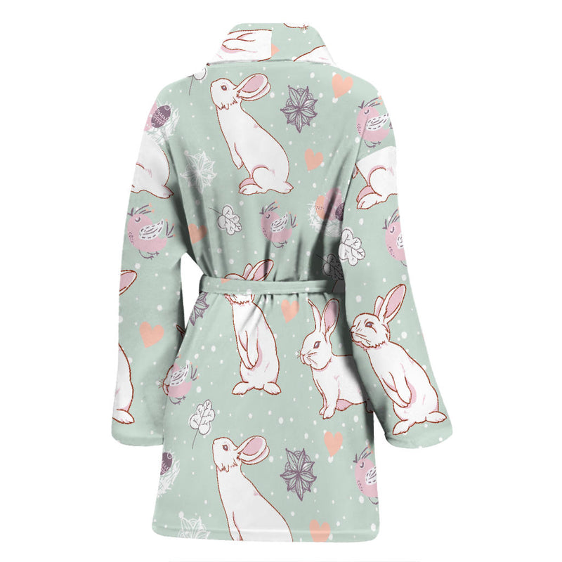 Rabbit Pattern Print Design RB011 Women Bathrobe