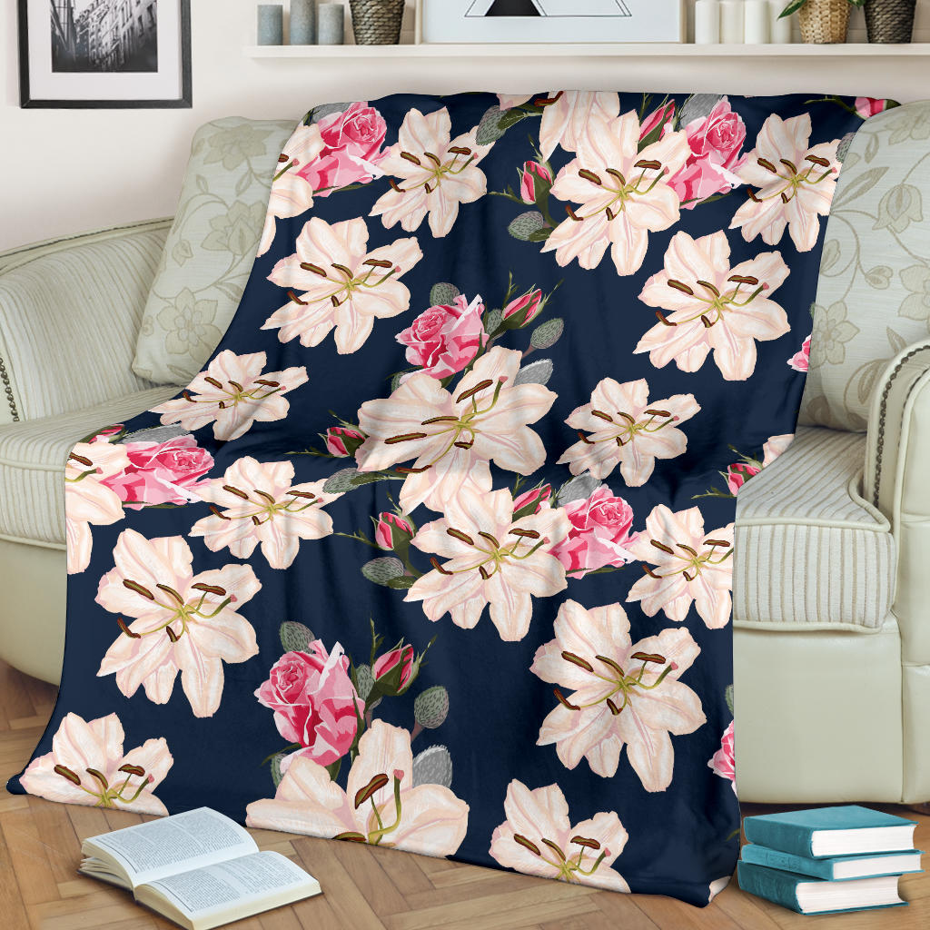 Lily Pattern Print Design LY04 Fleece Blanket