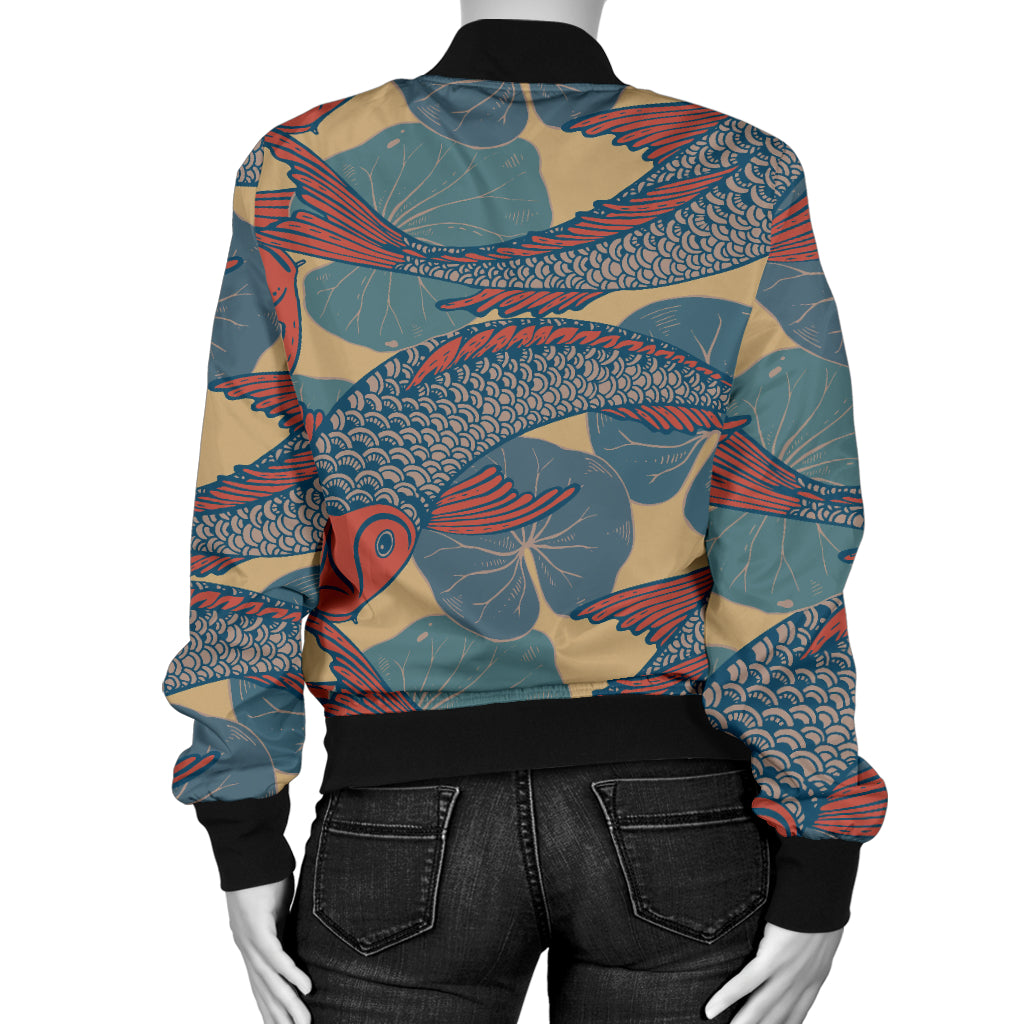 Pisces Pattern Print Design A01 Women's Bomber Jacket