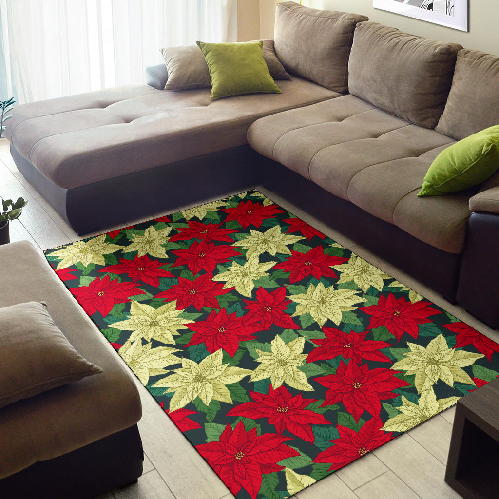 Poinsettia Pattern Print Design POT06 Area Rugs