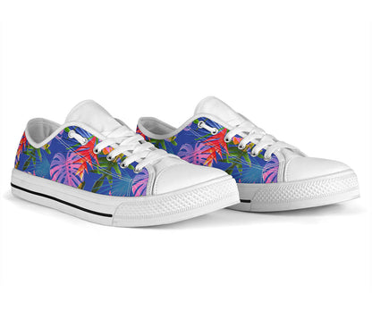 Tropical Flower Pattern Print Design TF025 White Bottom Low Top Shoes