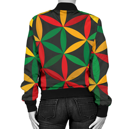 Rasta Pattern Print Design A04 Women's Bomber Jacket