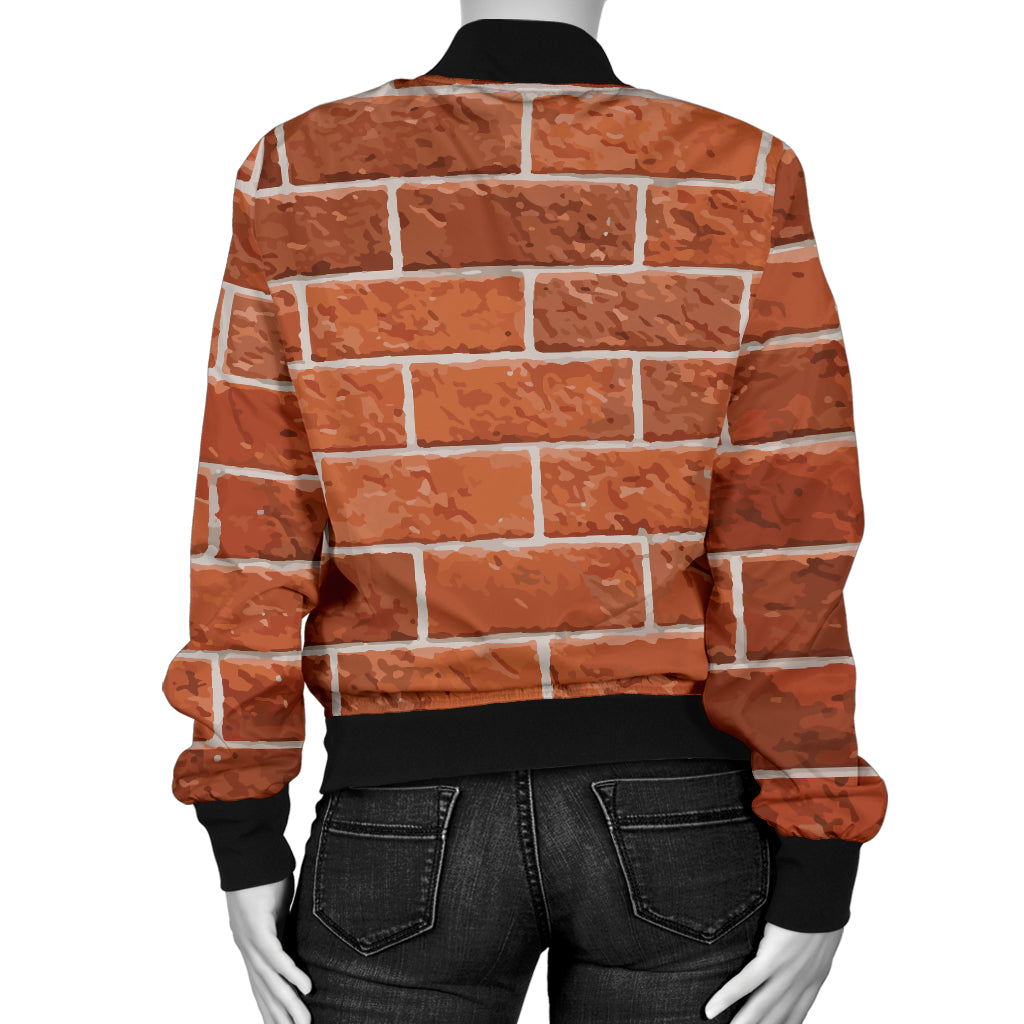 Brick Brown Pattern Print Design 02 Women's Bomber Jacket