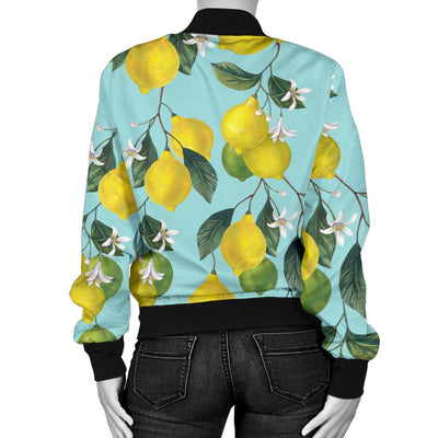 Lemon Pattern Print Design LM05 Women Bomber Jacket
