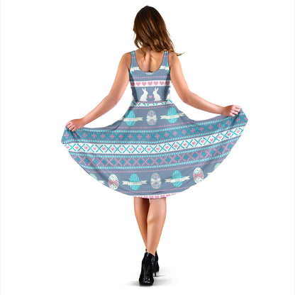 Easter Eggs Pattern Print Design RB013 Midi Dress