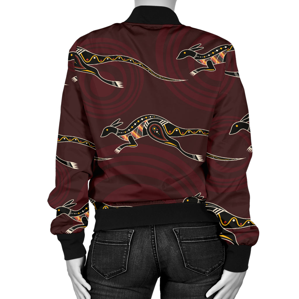 Kangaroos Pattern Print Design 05 Women's Bomber Jacket