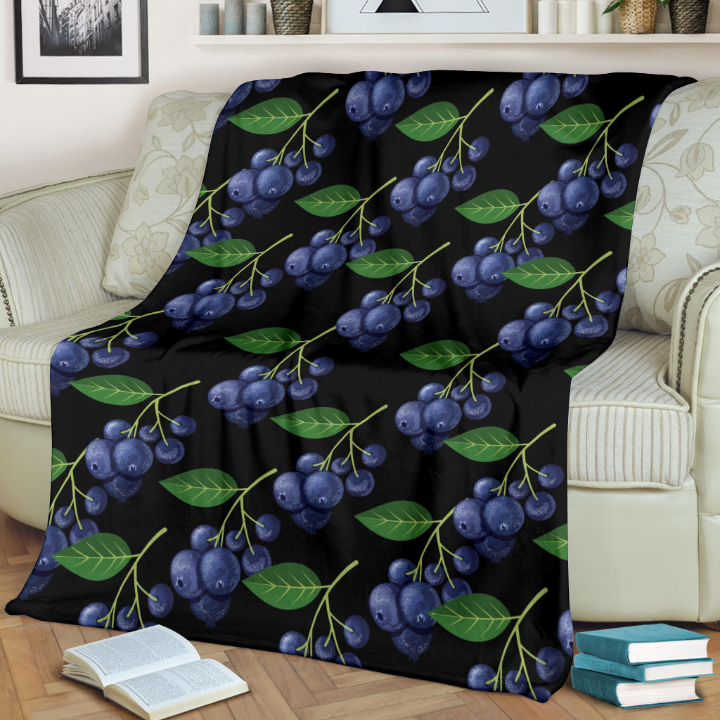 Blueberry Pattern Print Design BB01 Fleece Blanket