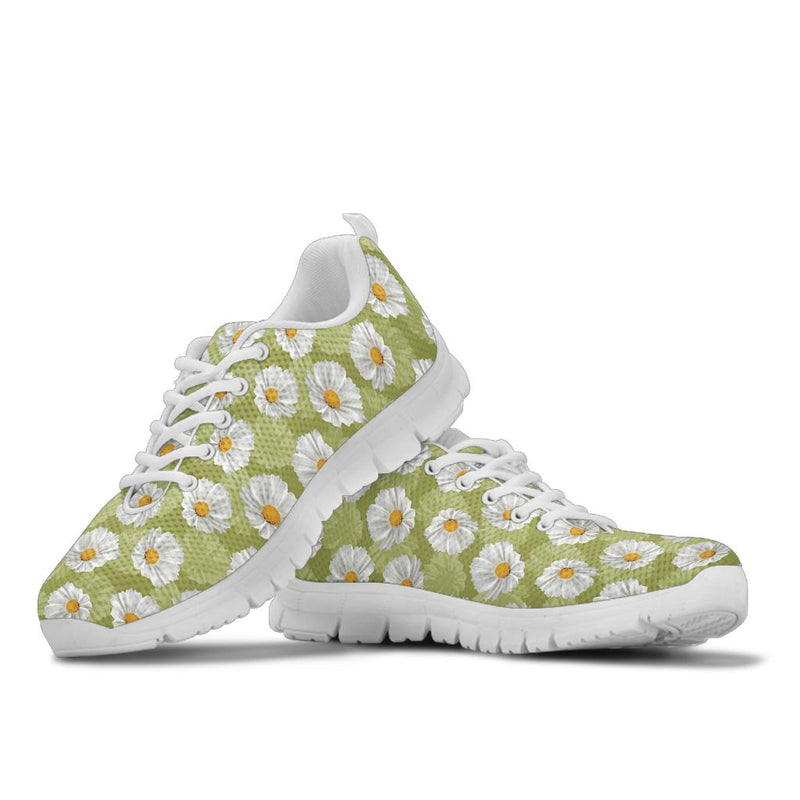 Daisy Pattern Print Design DS06 Sneakers White Bottom Shoes