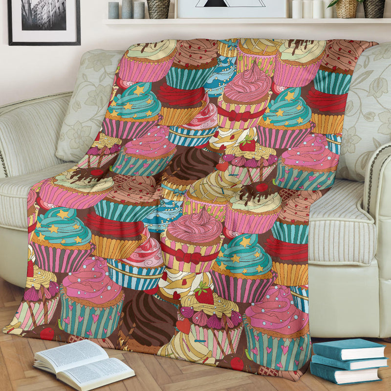 Cupcake Pattern Print Design CP01 Fleece Blanket