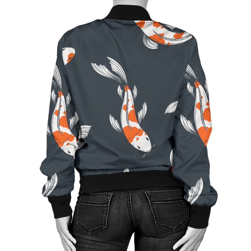 KOI Fish Pattern Print Design 04 Women's Bomber Jacket
