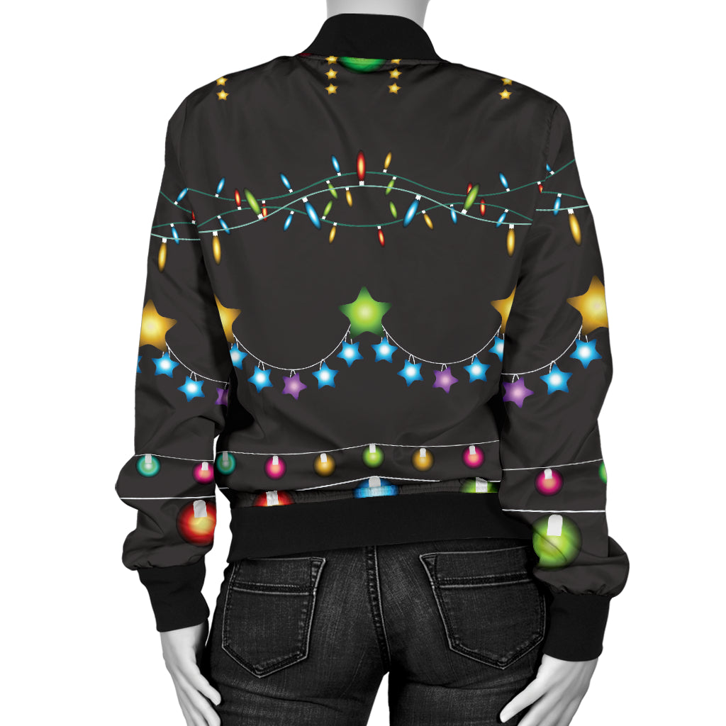 Christmas Light Pattern Print Design 01 Women's Bomber Jacket