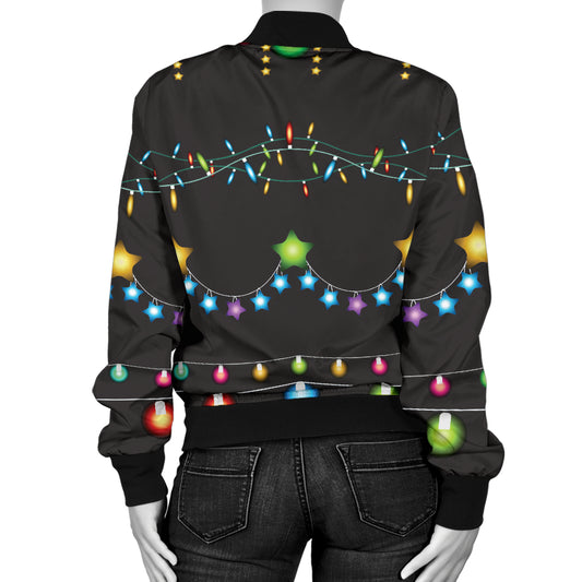 Christmas Light Pattern Print Design 01 Women's Bomber Jacket