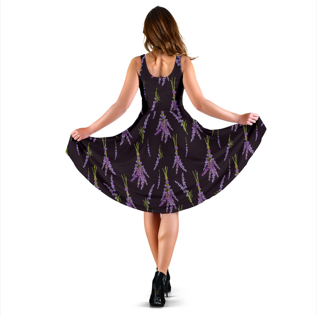 Lavender Pattern Print Design LV05 Midi Dress