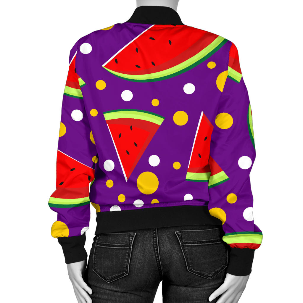 Watermelon Pattern Print Design WM010 Women Bomber Jacket