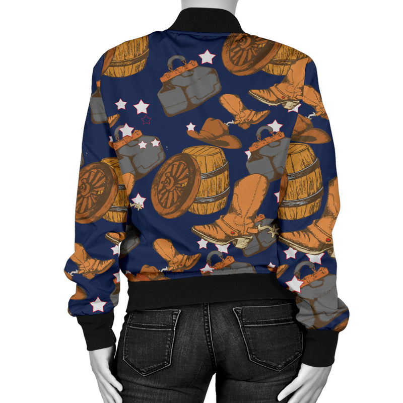 Cowboy Pattern Print Design 03 Women's Bomber Jacket