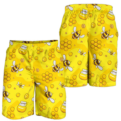 Bee Pattern Print Design BEE01 Mens Shorts