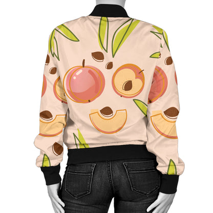 Peach Pattern Print Design A01 Women's Bomber Jacket