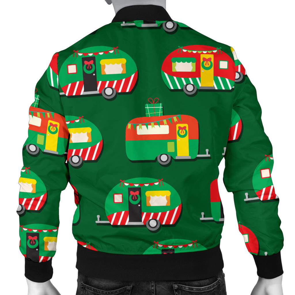 Camper Camping Christmas Themed Print Men Bomber Jacket