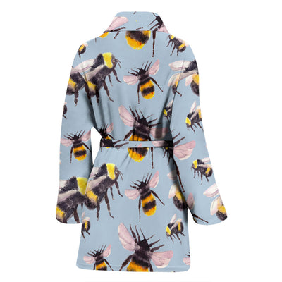 Bee Pattern Print Design BEE08 Women Bathrobe