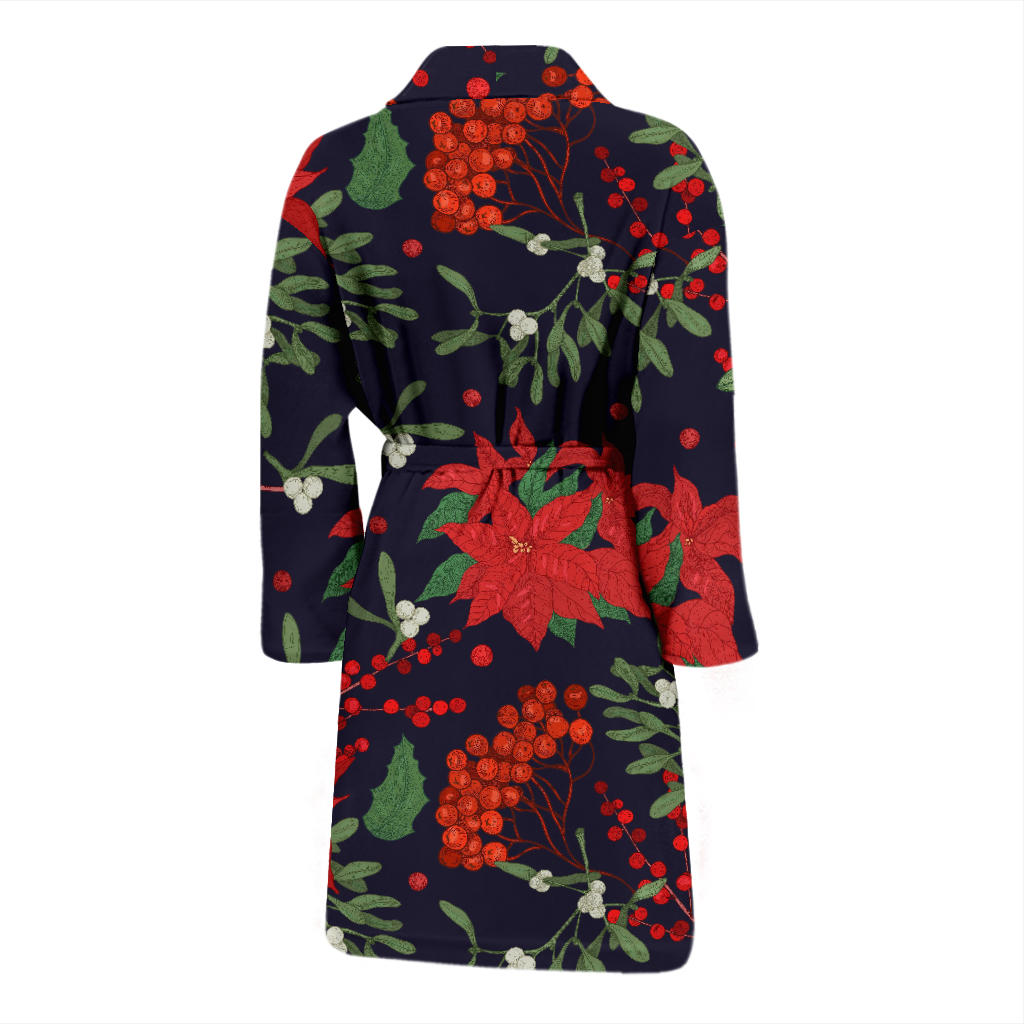 Poinsettia Pattern Print Design POT02 Men Bathrobe