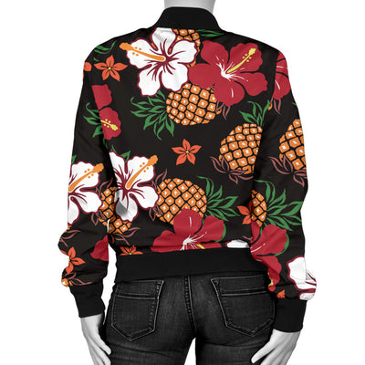 Hawaiian Themed Pattern Print Design H013 Women Bomber Jacket