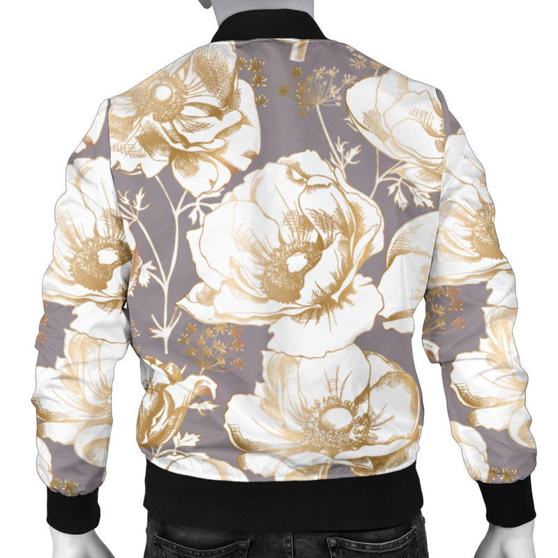 Anemone Pattern Print Design AM05 Men Bomber Jacket
