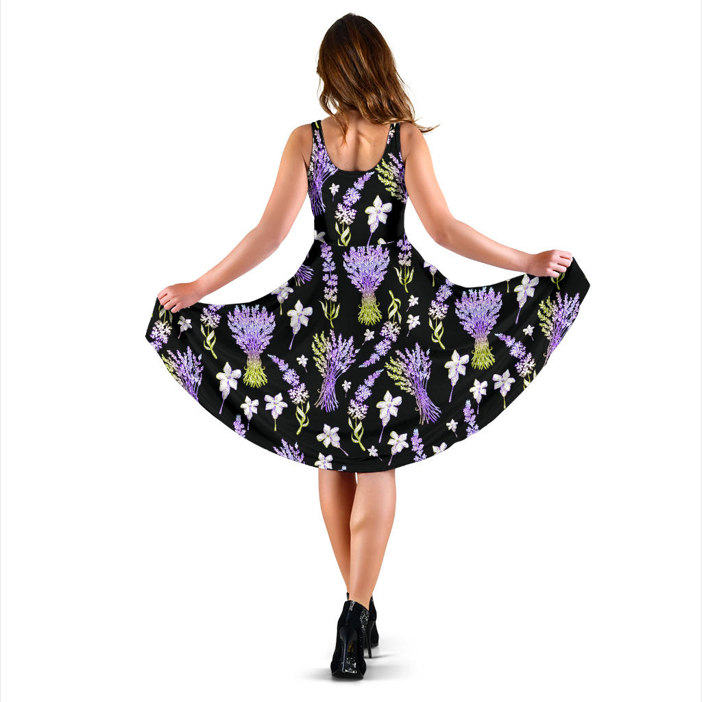Lavender Pattern Print Design LV02 Midi Dress