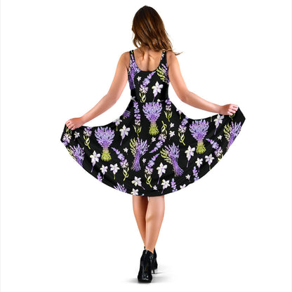 Lavender Pattern Print Design LV02 Midi Dress