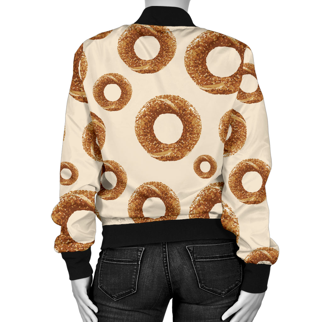 Bagel Pattern Print Design 01 Women's Bomber Jacket