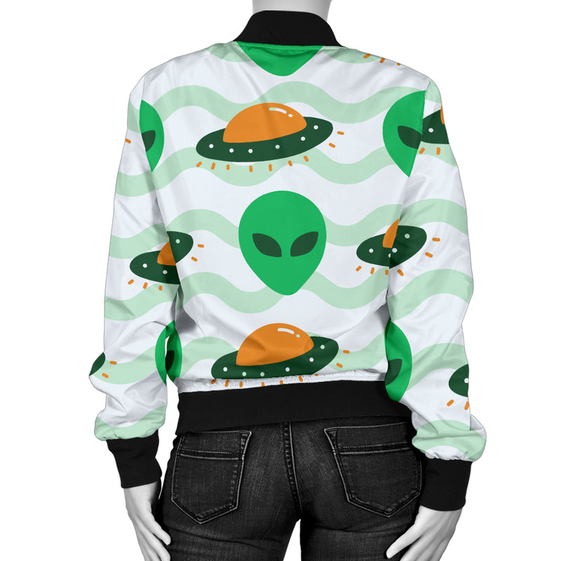 Alien UFO Pattern Print Design 04 Women's Bomber Jacket