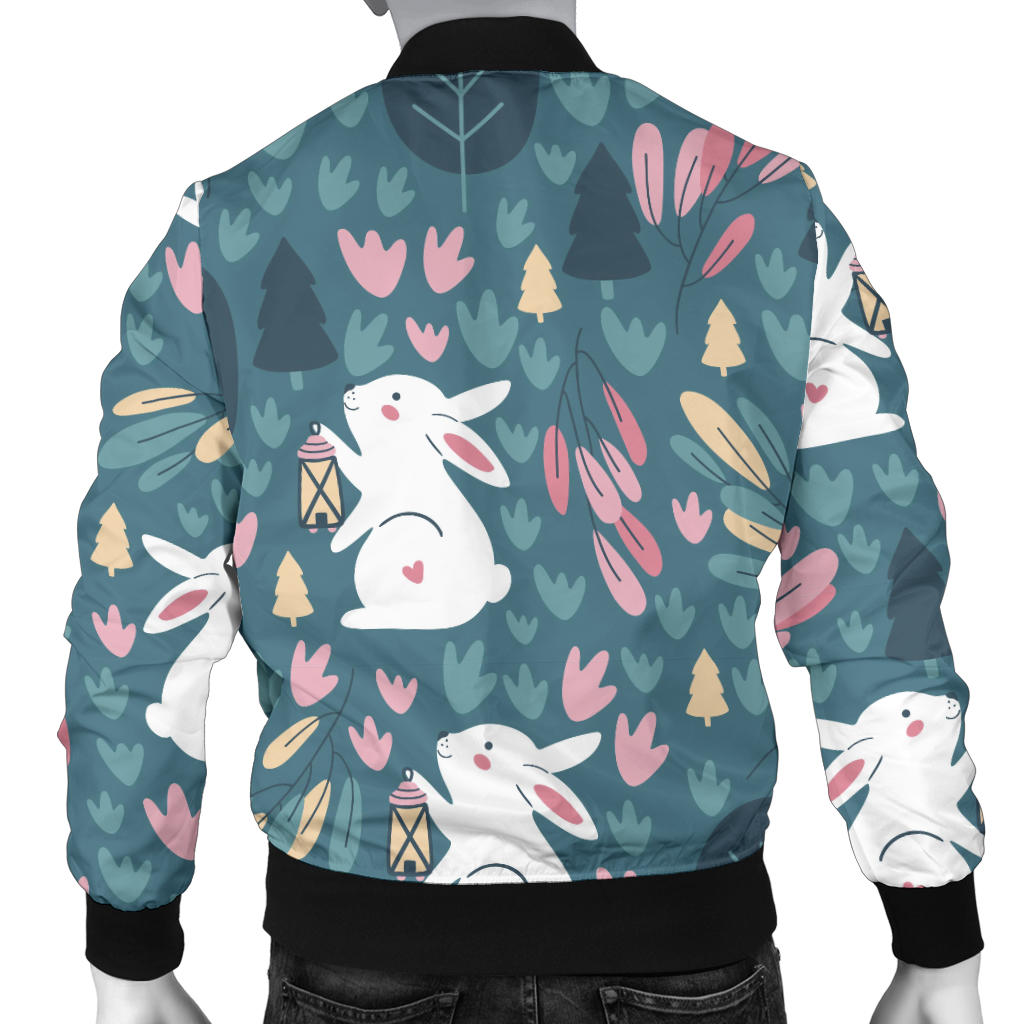 Rabbit Pattern Print Design RB013 Men Bomber Jacket