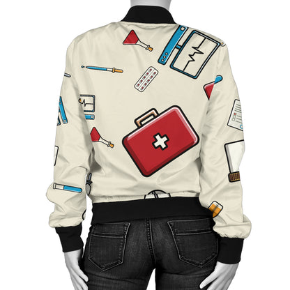 Nurse Pattern Print Design A04 Women's Bomber Jacket