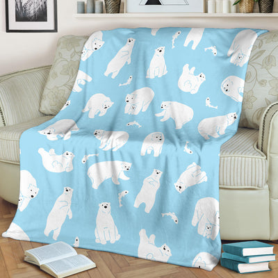 Polar Bear Pattern Print Design PB01 Fleece Blanket