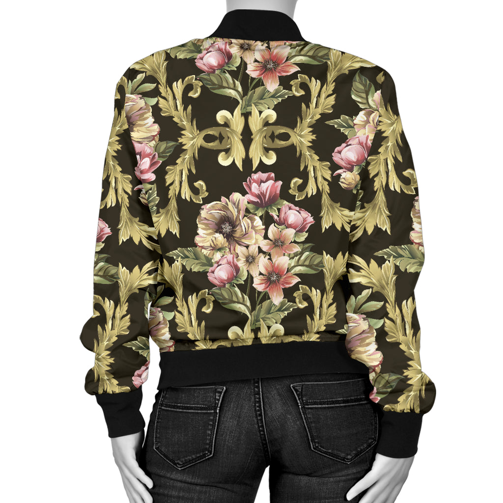 Baroque Pattern Print Design 02 Women's Bomber Jacket
