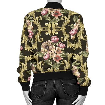Baroque Pattern Print Design 02 Women's Bomber Jacket