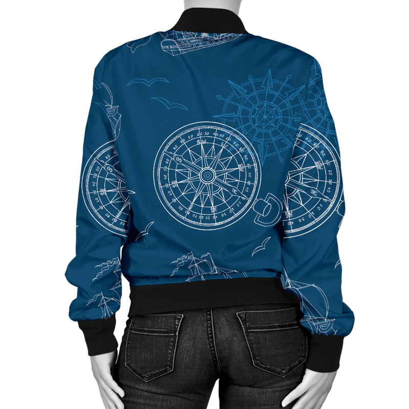 Nautical Pattern Print Design A04 Women's Bomber Jacket