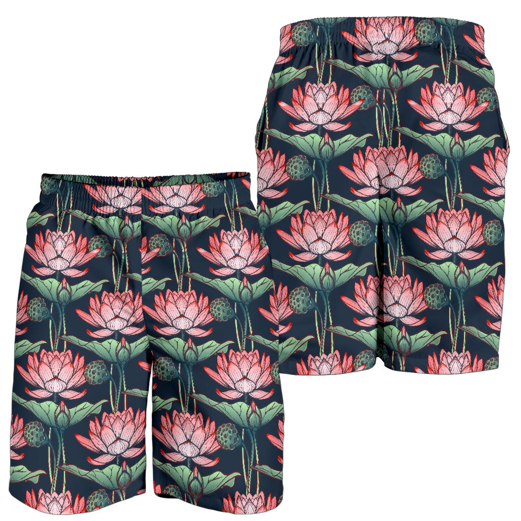 Water Lily Pattern Print Design WL03 Mens Shorts