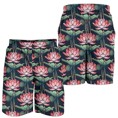 Water Lily Pattern Print Design WL03 Mens Shorts
