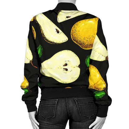 Pear Pattern Print Design PE01 Women Bomber Jacket