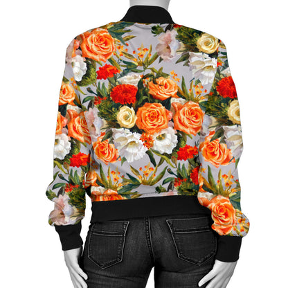 Lisianthus Pattern Print Design LT04 Women Bomber Jacket