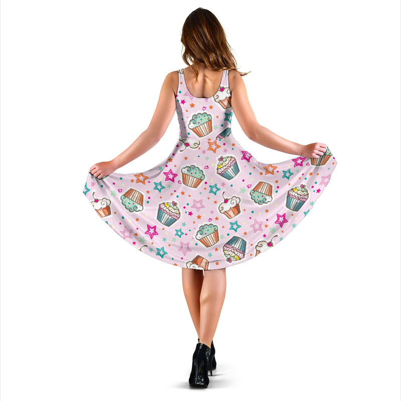 Cupcake Pattern Print Design CP03 Midi Dress