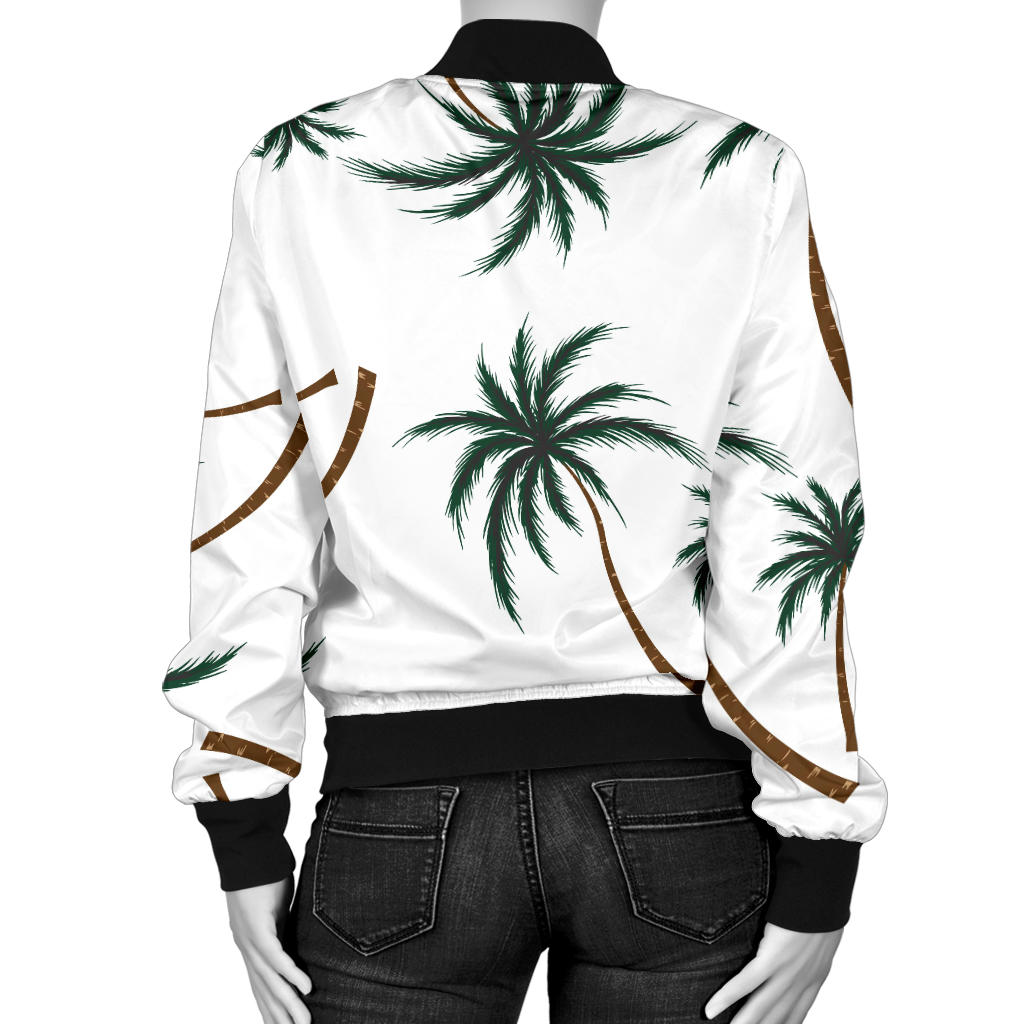 Palm Tree Pattern Print Design PT07 Women Bomber Jacket