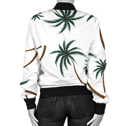 Palm Tree Pattern Print Design PT07 Women Bomber Jacket