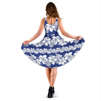 Hawaiian Themed Pattern Print Design H07 Midi Dress